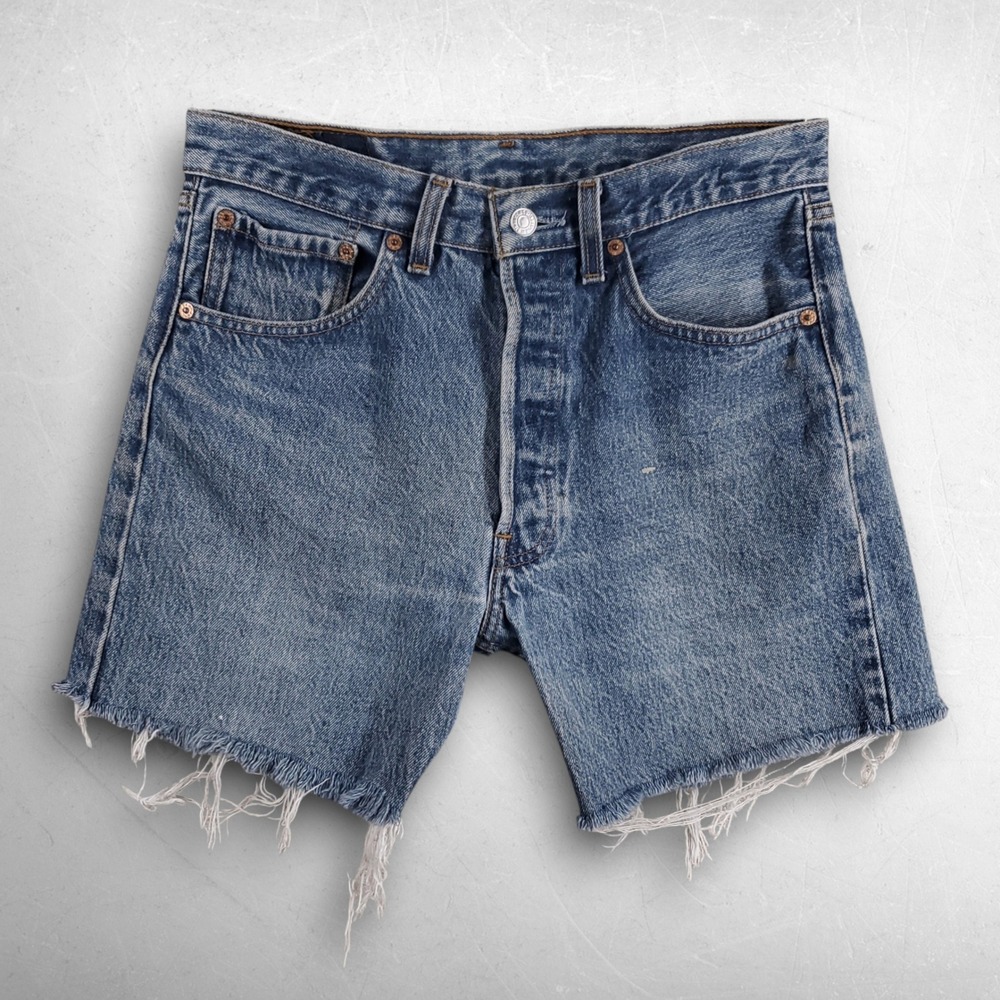 VTG 90s Levis Men 501xx Cutoff Shorts W29 Blue Distressed Grunge Western Indie
